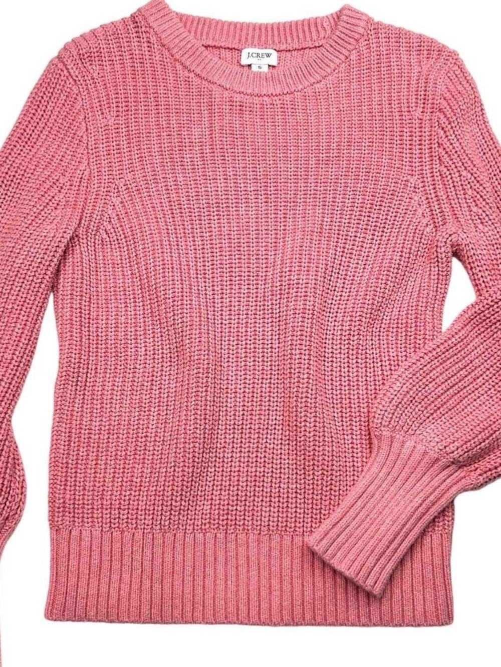 J.Crew Factory Balloon Sleeve Sweater Pink Knit Cotton XS Preppy